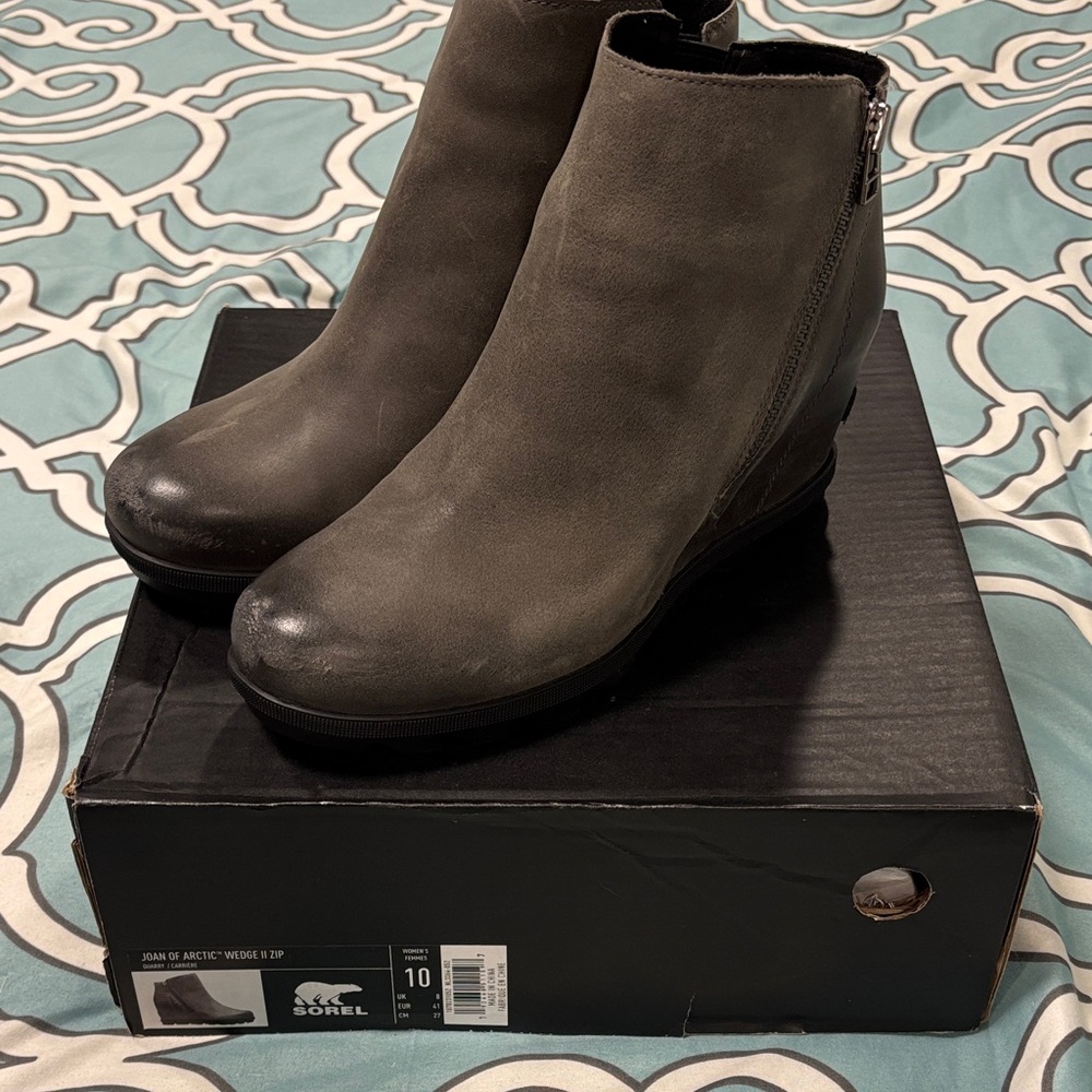 Sorel Joan of Arctic Wedge II Women's Charcoal Ankle Booties